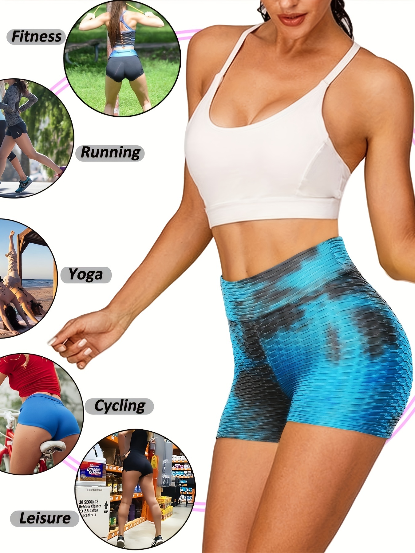 plain honeycomb sporty yoga short slim fit butt lifting high waist sports short womens activewear details 2