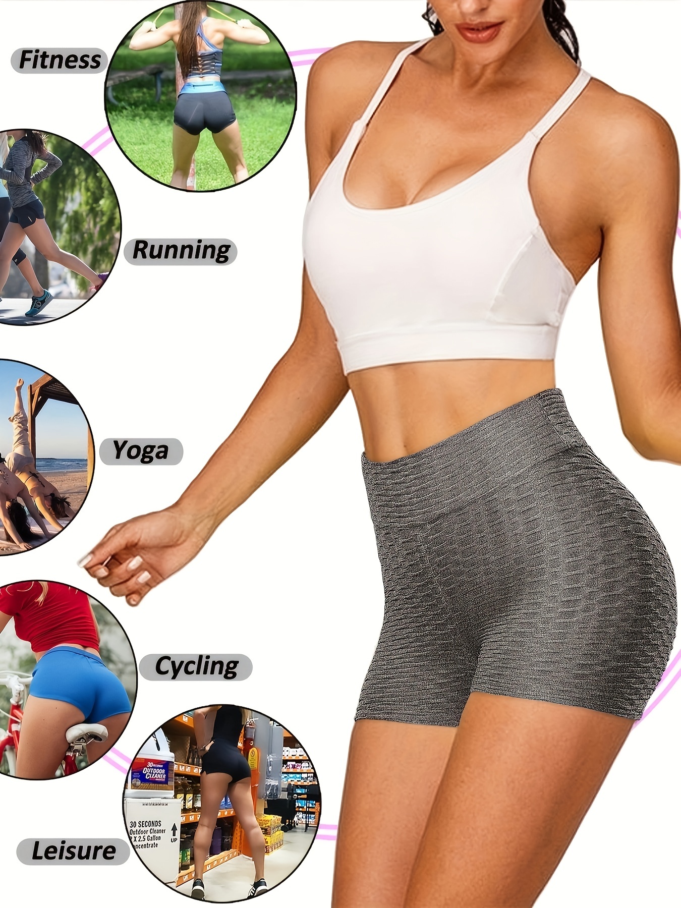 plain honeycomb sporty yoga short slim fit butt lifting high waist sports short womens activewear details 11