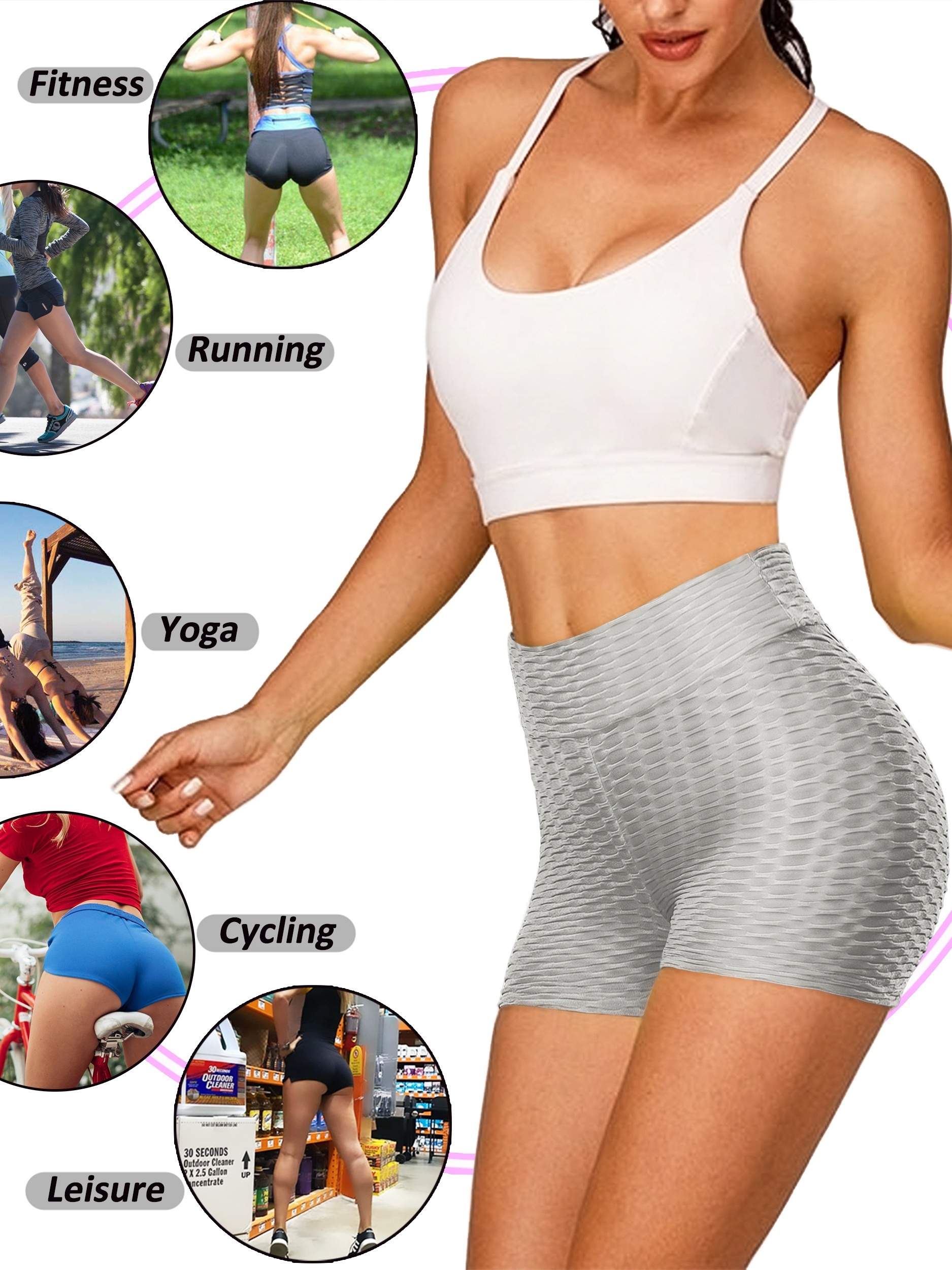 plain honeycomb sporty yoga short slim fit butt lifting high waist sports short womens activewear details 18