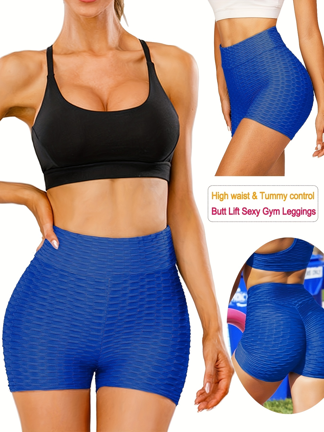 plain honeycomb sporty yoga short slim fit butt lifting high waist sports short womens activewear details 27