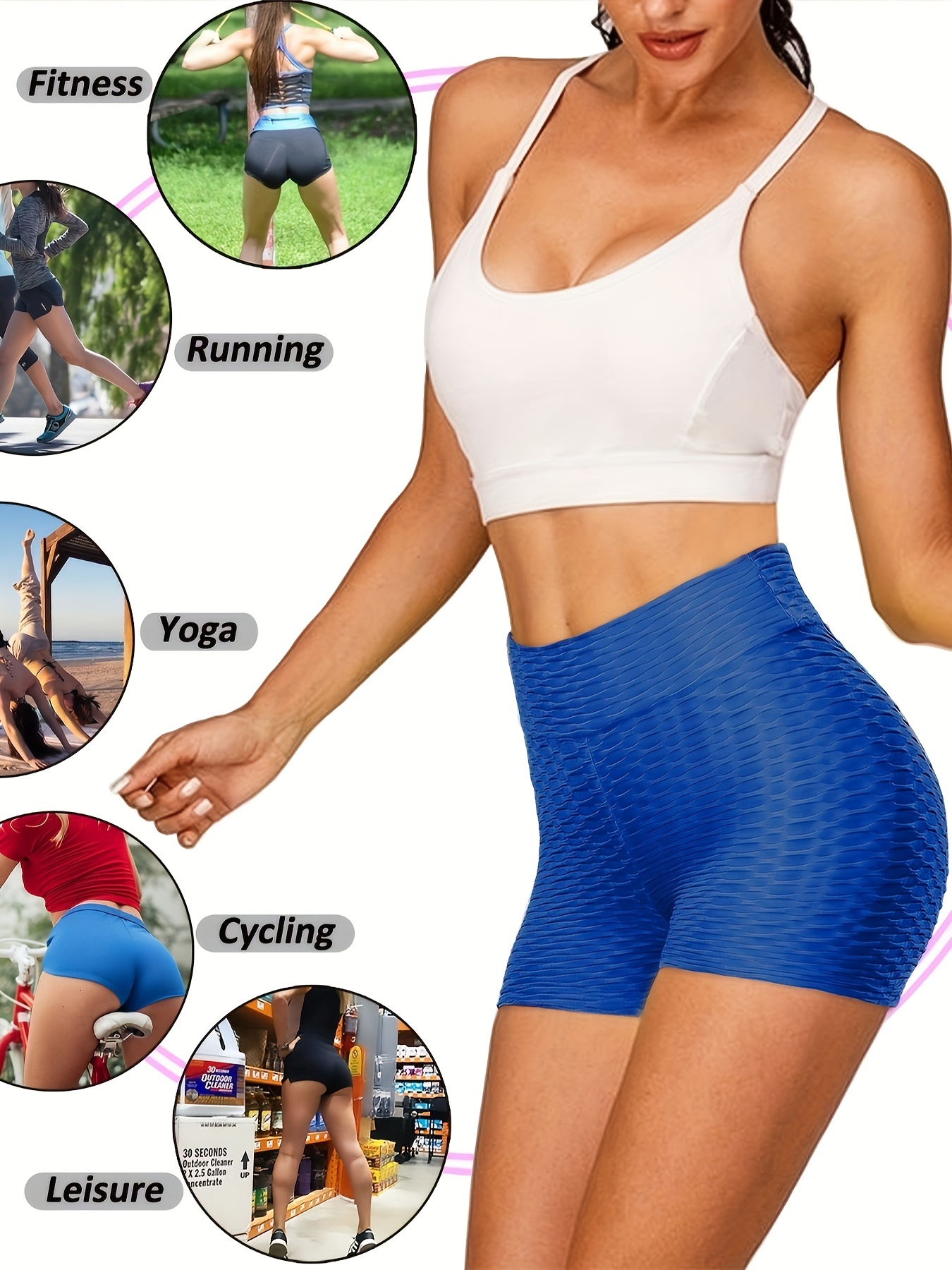 plain honeycomb sporty yoga short slim fit butt lifting high waist sports short womens activewear details 29