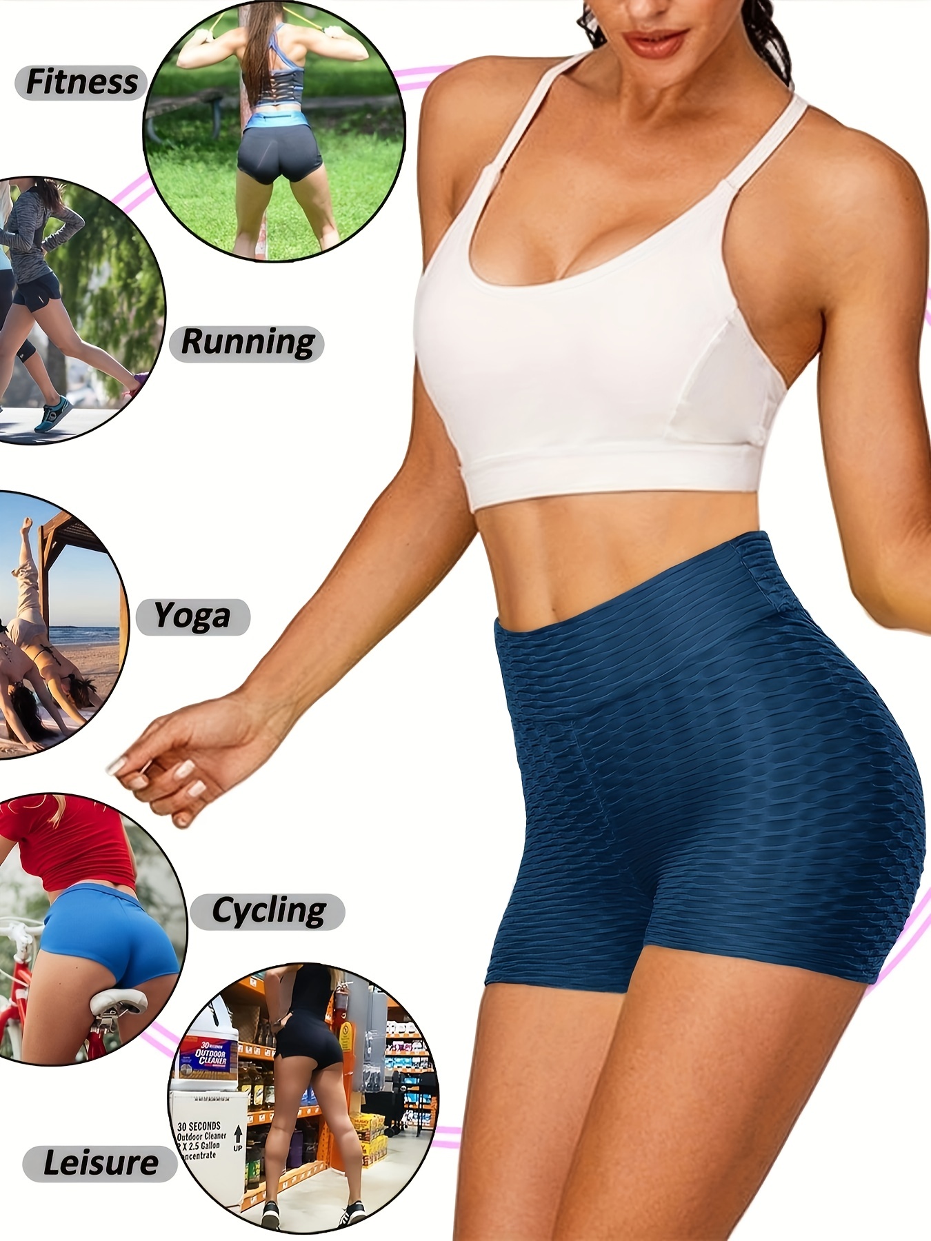 plain honeycomb sporty yoga short slim fit butt lifting high waist sports short womens activewear details 34