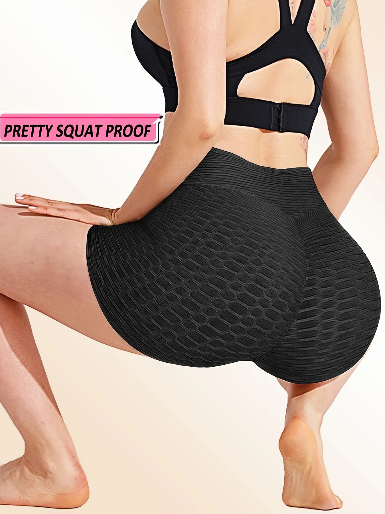 plain honeycomb sporty yoga short slim fit butt lifting high waist sports short womens activewear details 41