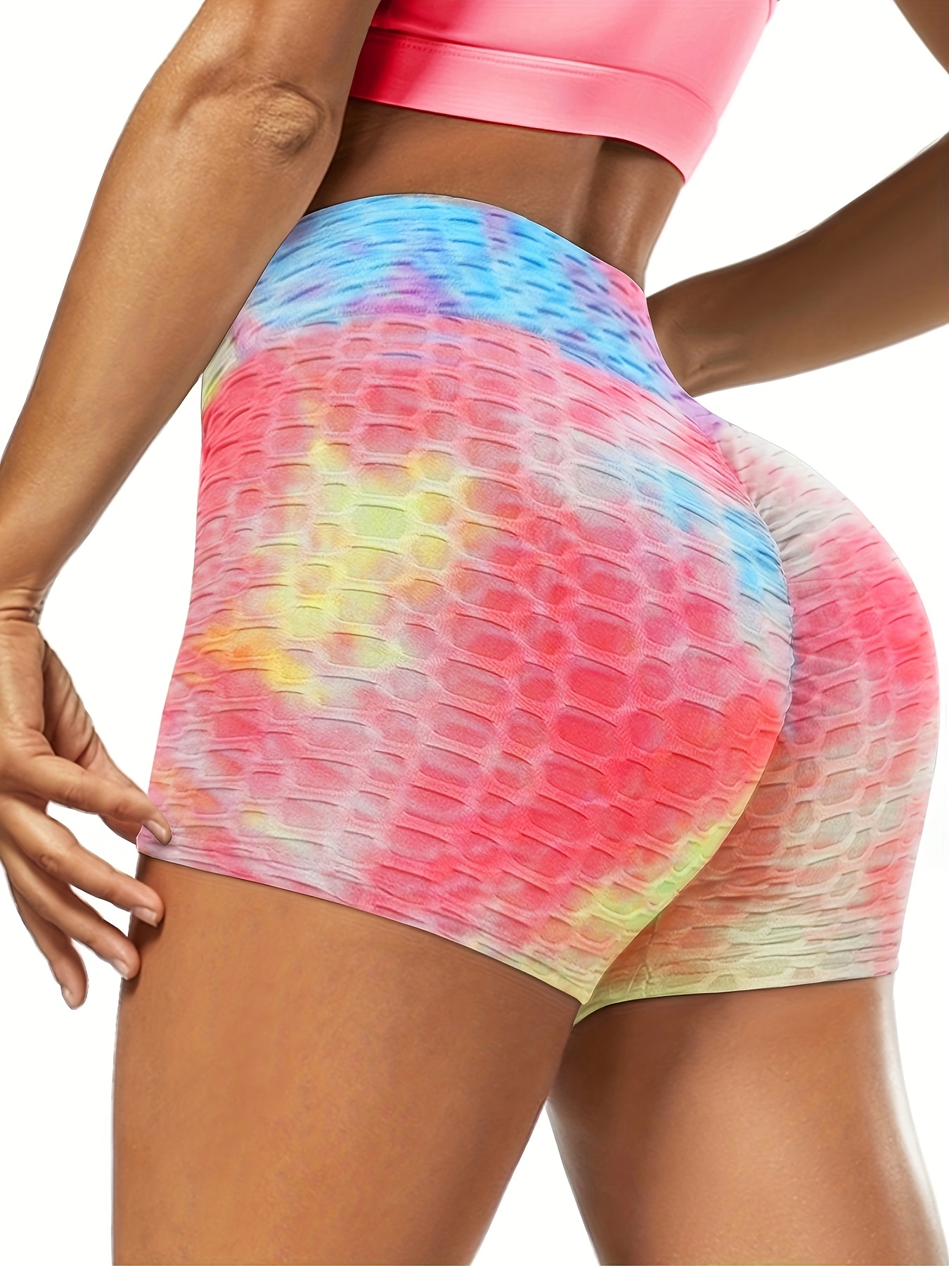 plain honeycomb sporty yoga short slim fit butt lifting high waist sports short womens activewear details 45