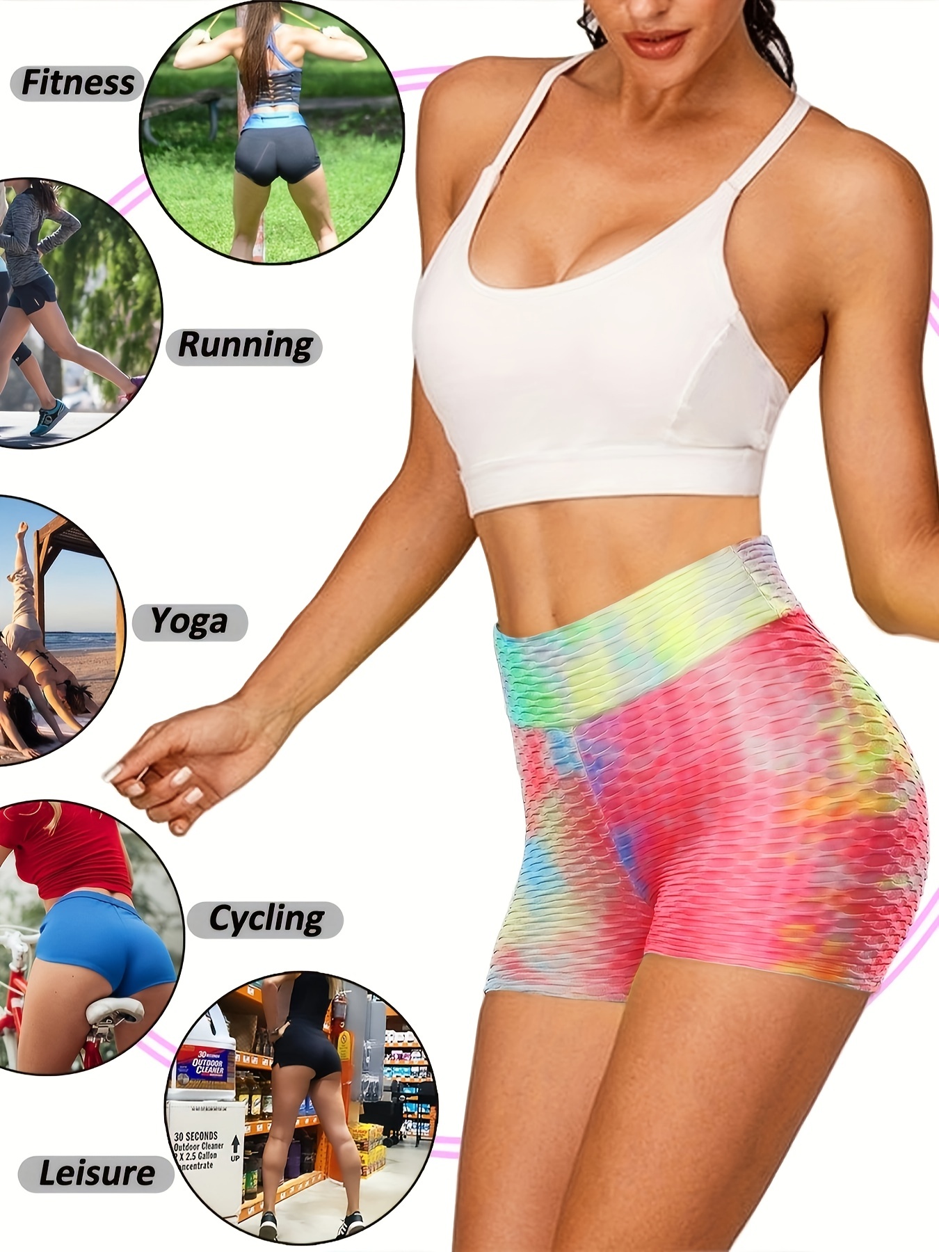 plain honeycomb sporty yoga short slim fit butt lifting high waist sports short womens activewear details 49