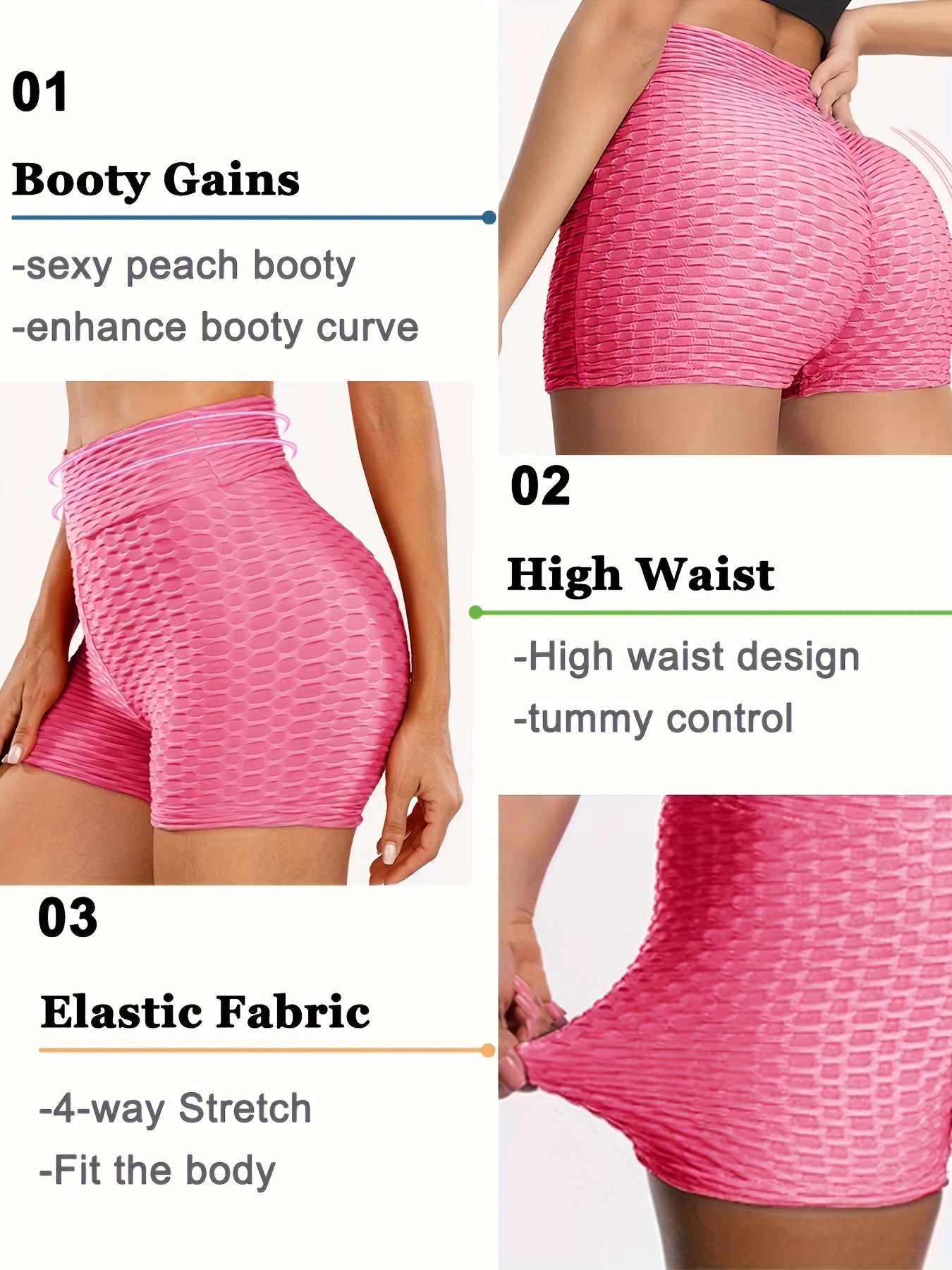 plain honeycomb sporty yoga short slim fit butt lifting high waist sports short womens activewear details 50