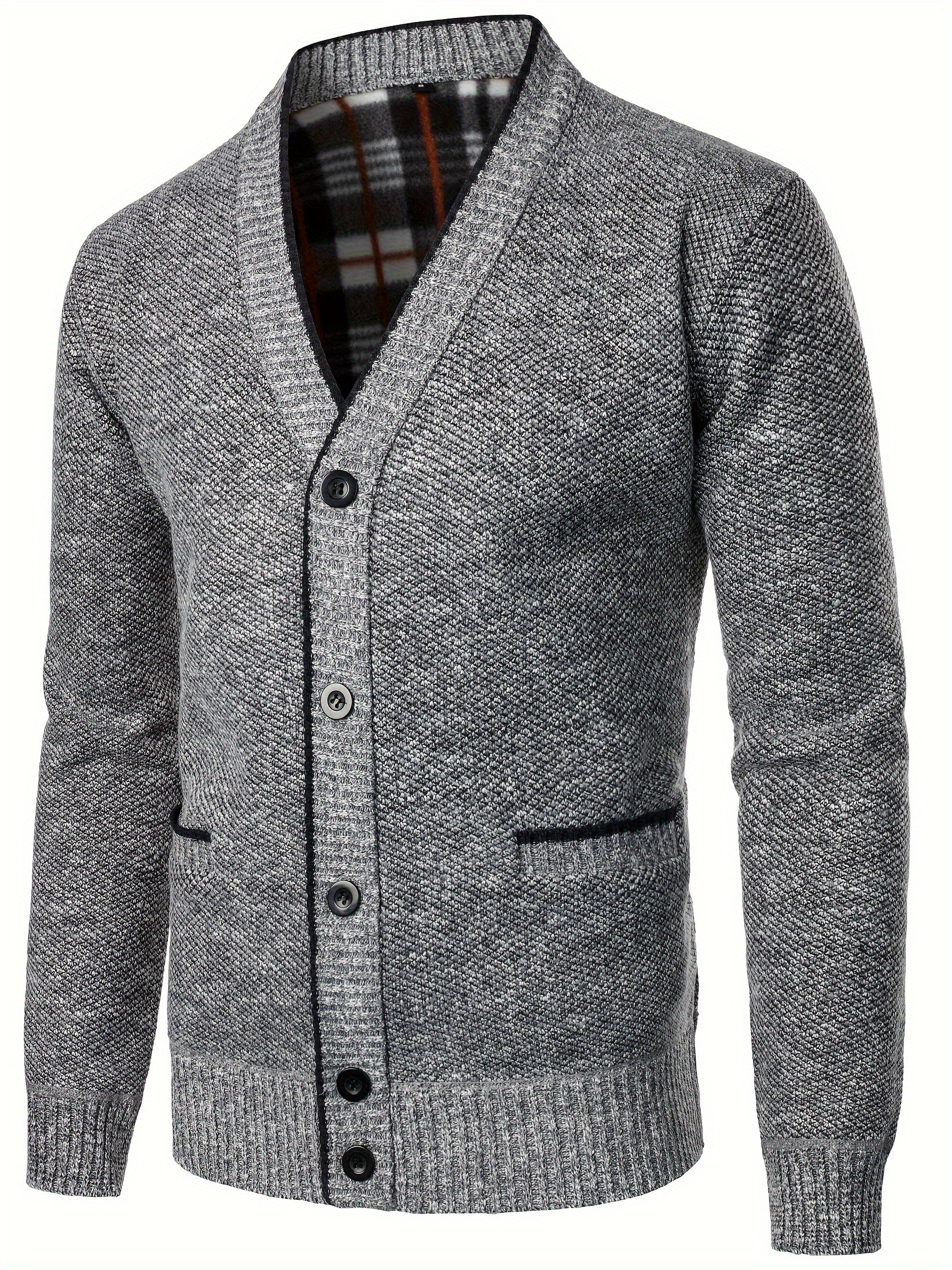 mens v neck cardigan casual knit jacket for fall winter men clothes best sellers details 2