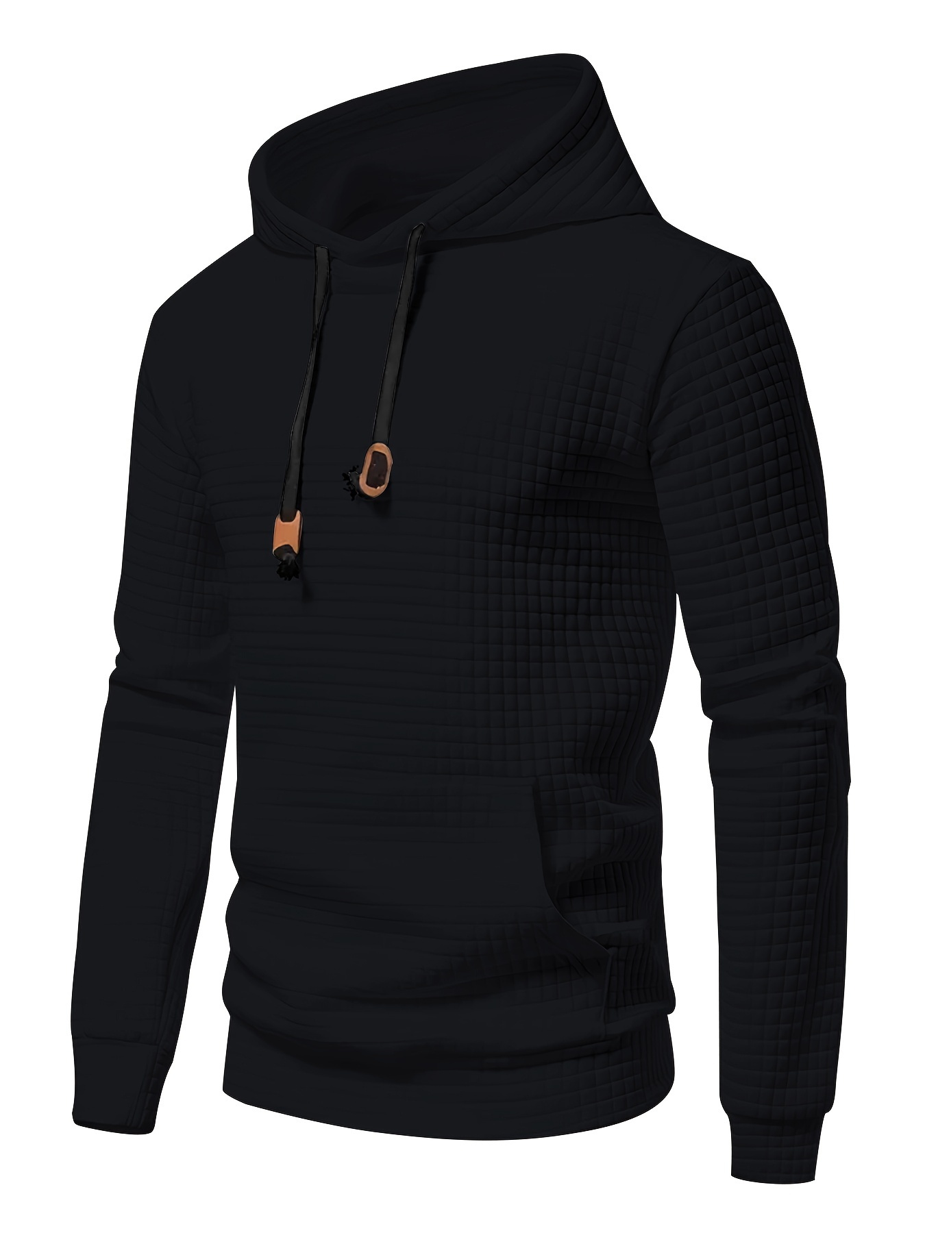 waffle cool hoodies for men mens casual solid pullover hooded sweatshirt with kangaroo pocket streetwear for winter fall as gifts details 6