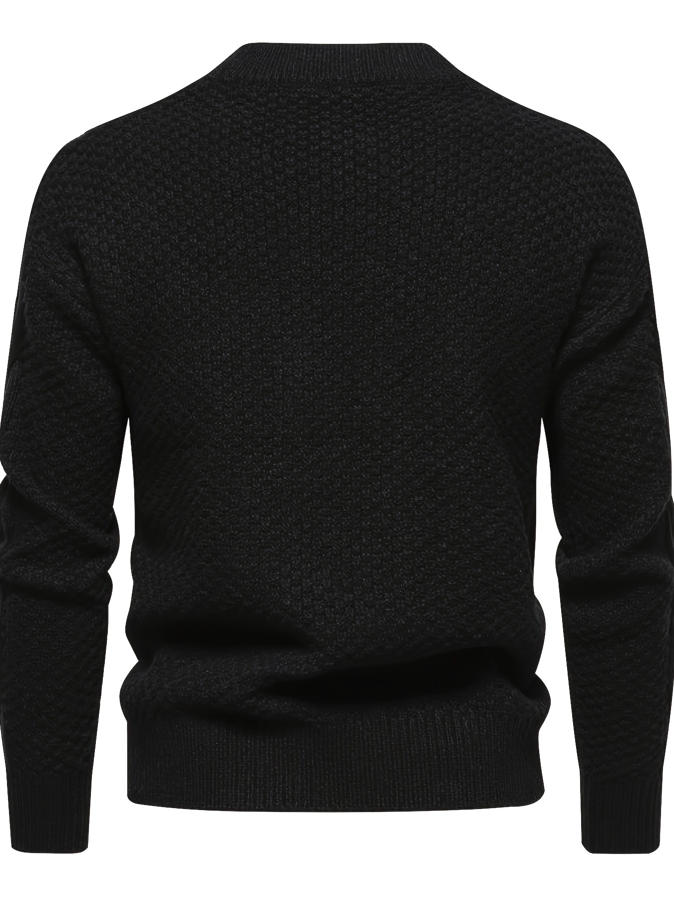 mens stylish solid knitted sweater casual mid stretch breathable long sleeve crew neck top for city walk street hanging outdoor activities details 1