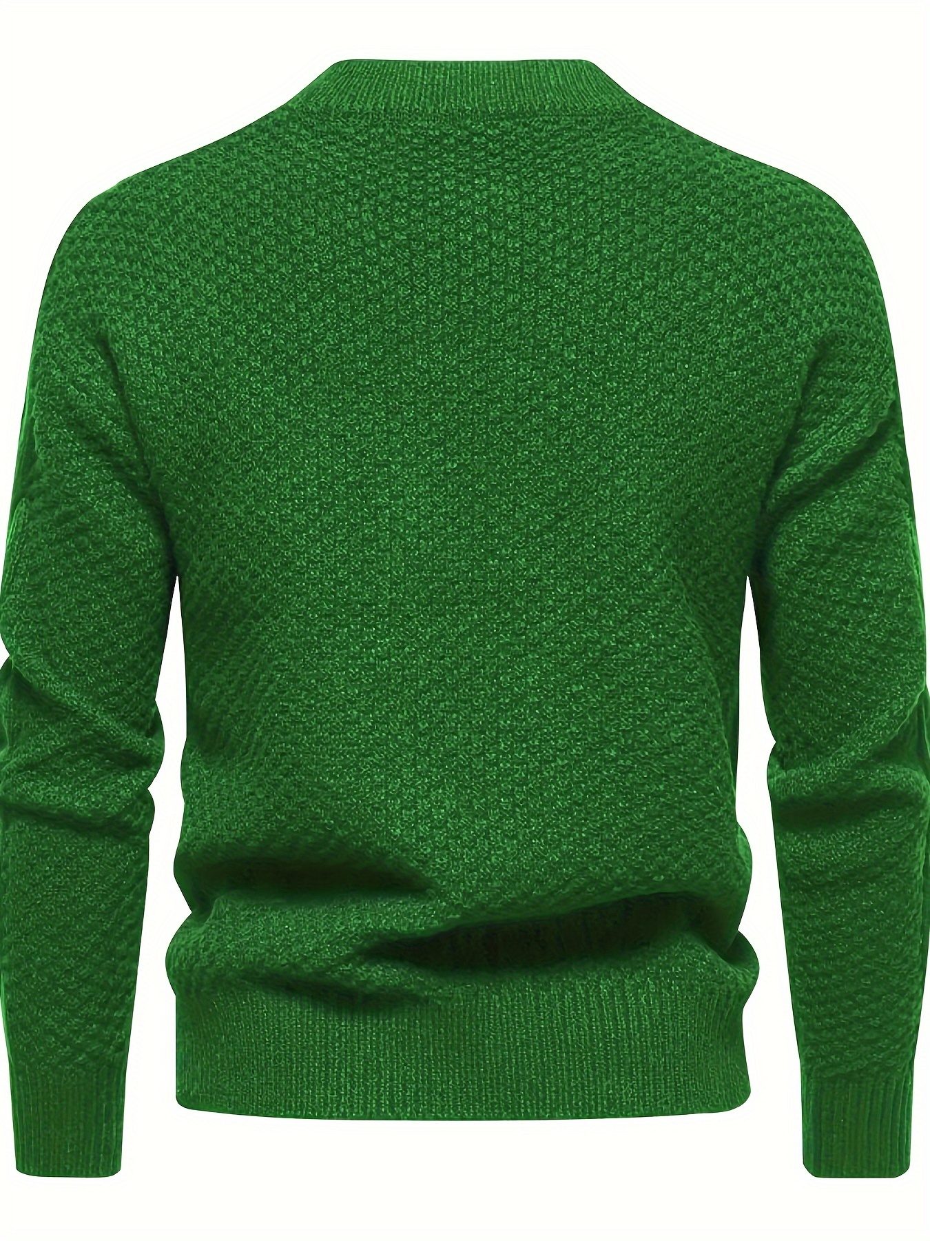 mens stylish solid knitted sweater casual mid stretch breathable long sleeve crew neck top for city walk street hanging outdoor activities details 16