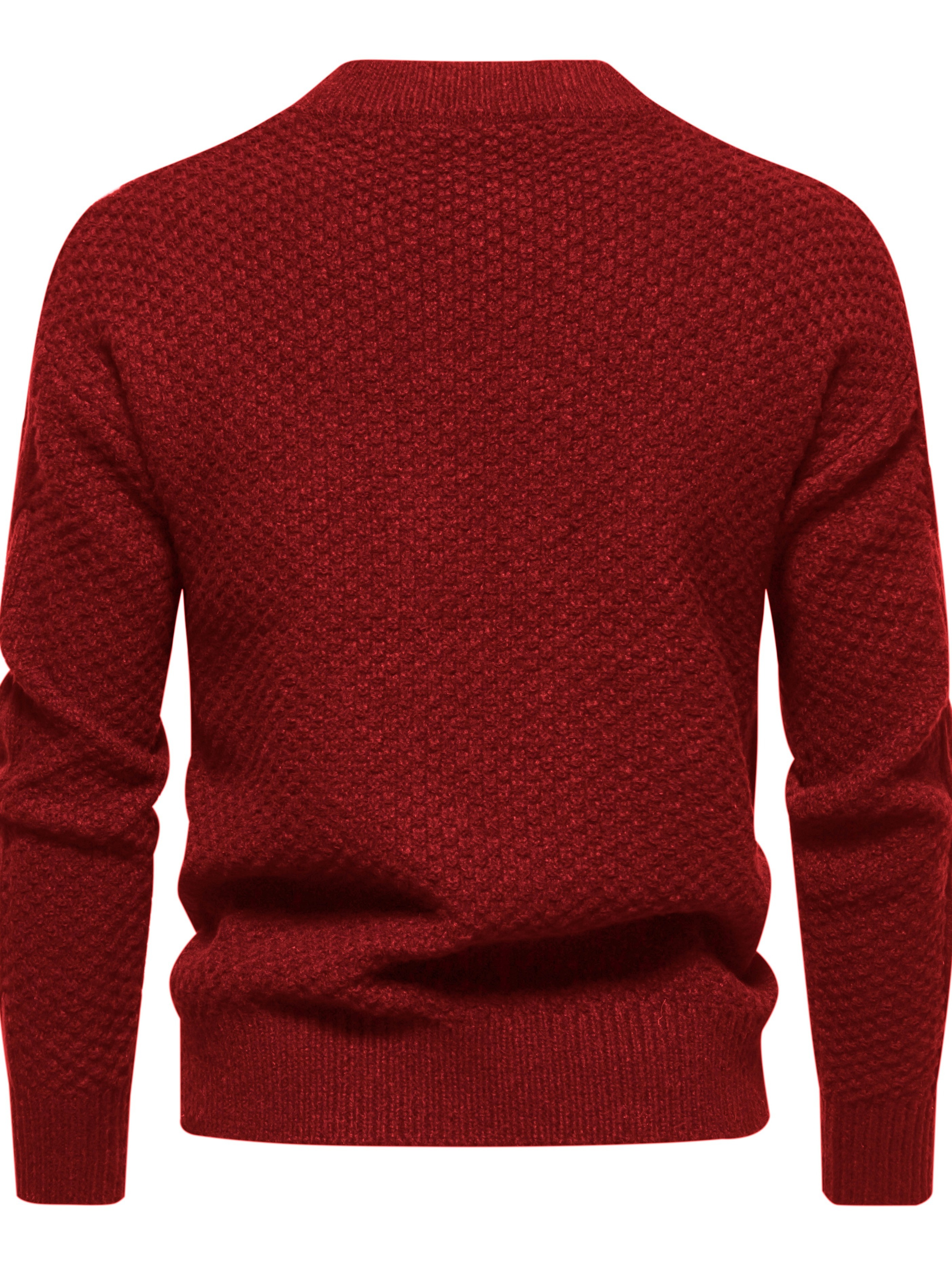 mens stylish solid knitted sweater casual mid stretch breathable long sleeve crew neck top for city walk street hanging outdoor activities details 26