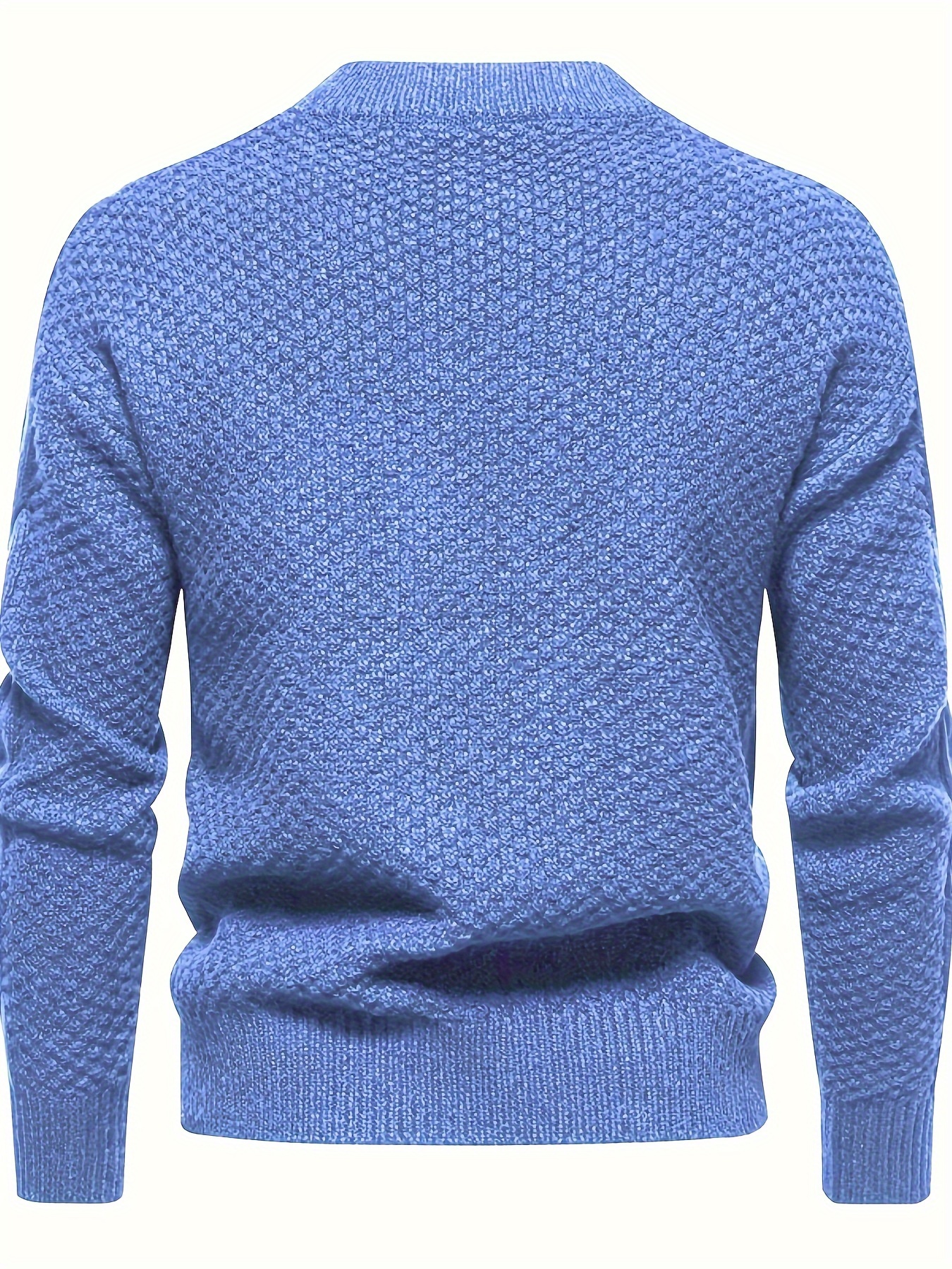 mens stylish solid knitted sweater casual mid stretch breathable long sleeve crew neck top for city walk street hanging outdoor activities details 30