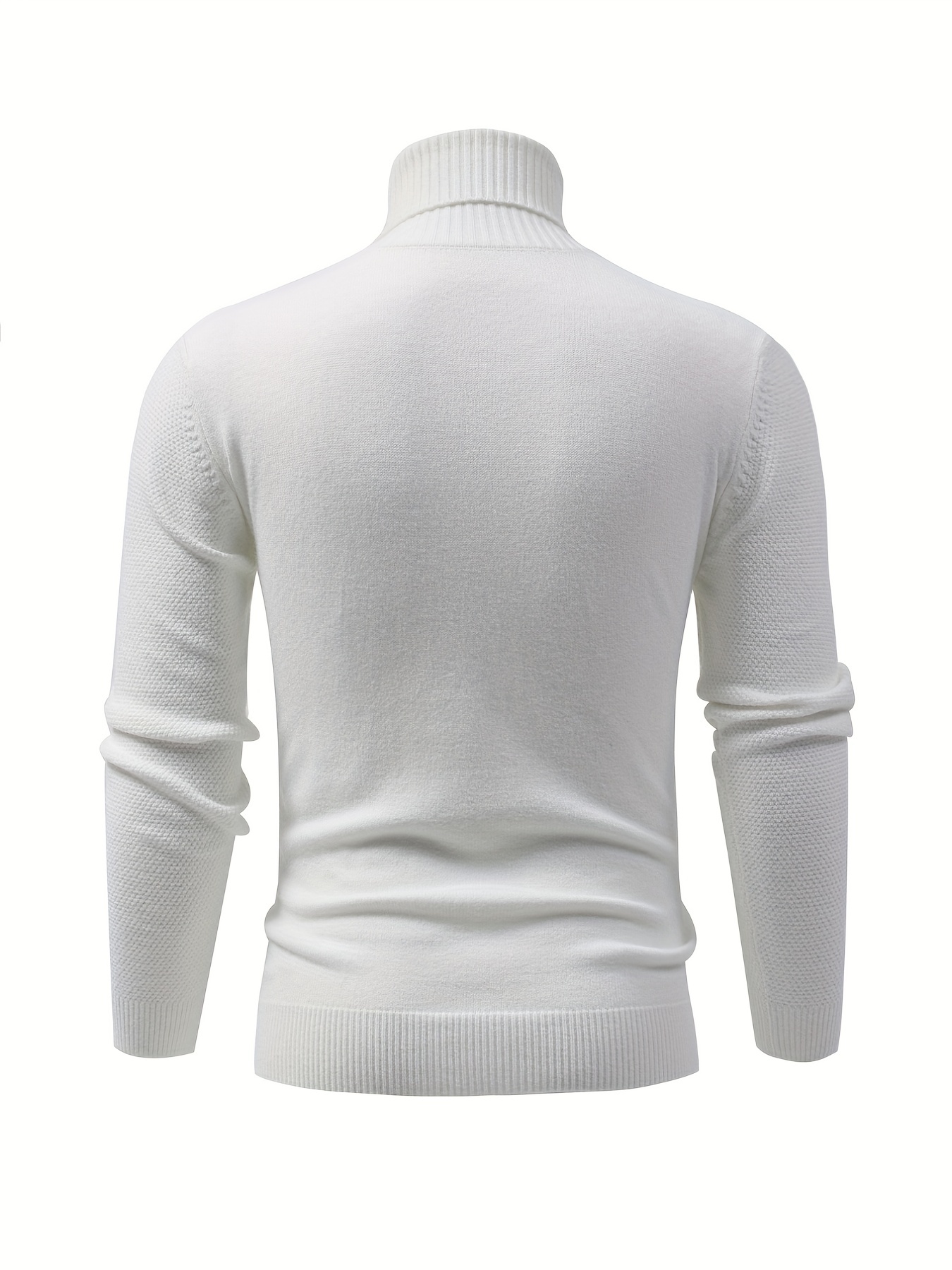 turtle neck knitted cable sweater mens casual warm solid high stretch pullover sweater for fall winter details 10