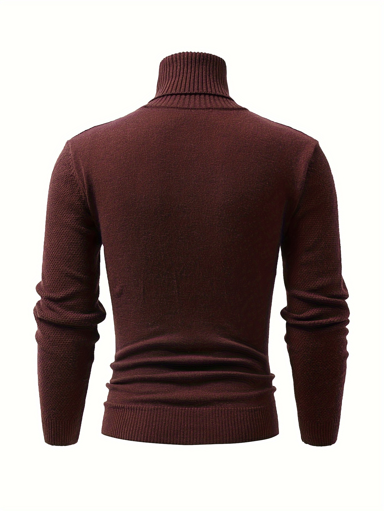 turtle neck knitted cable sweater mens casual warm solid high stretch pullover sweater for fall winter details 14