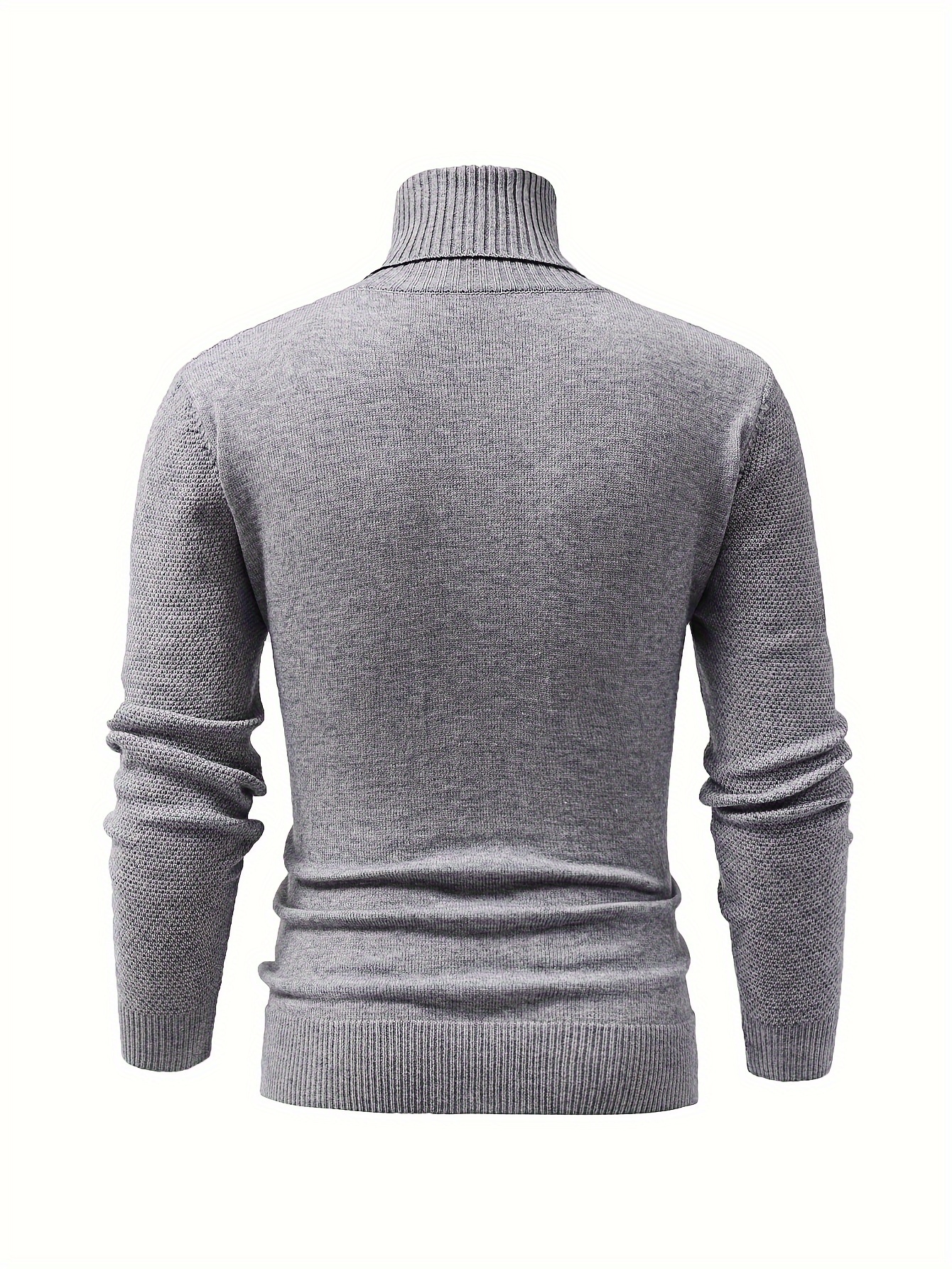 turtle neck knitted cable sweater mens casual warm solid high stretch pullover sweater for fall winter details 21