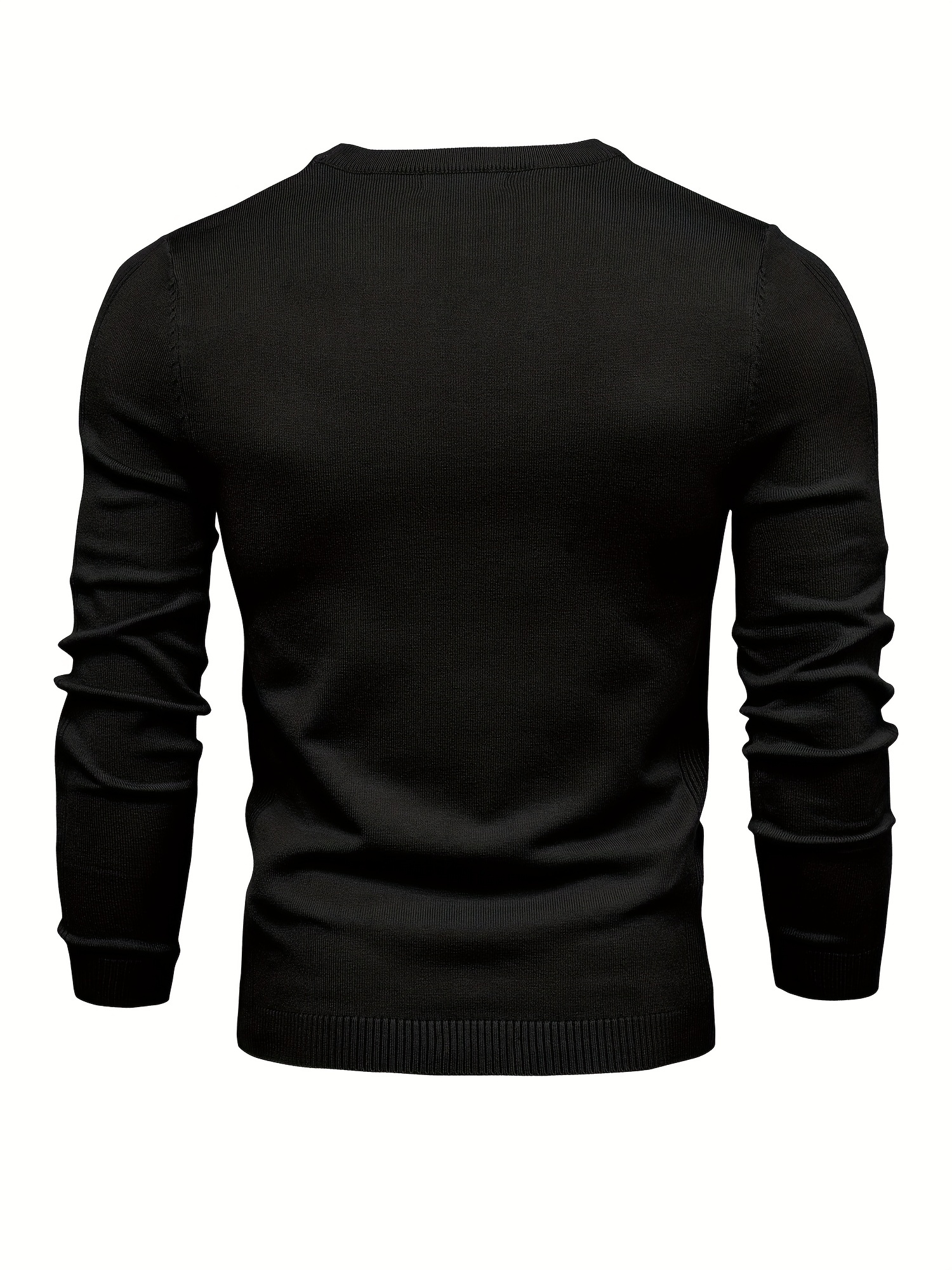 mens solid color crew neck slim fit knit sweater details 3