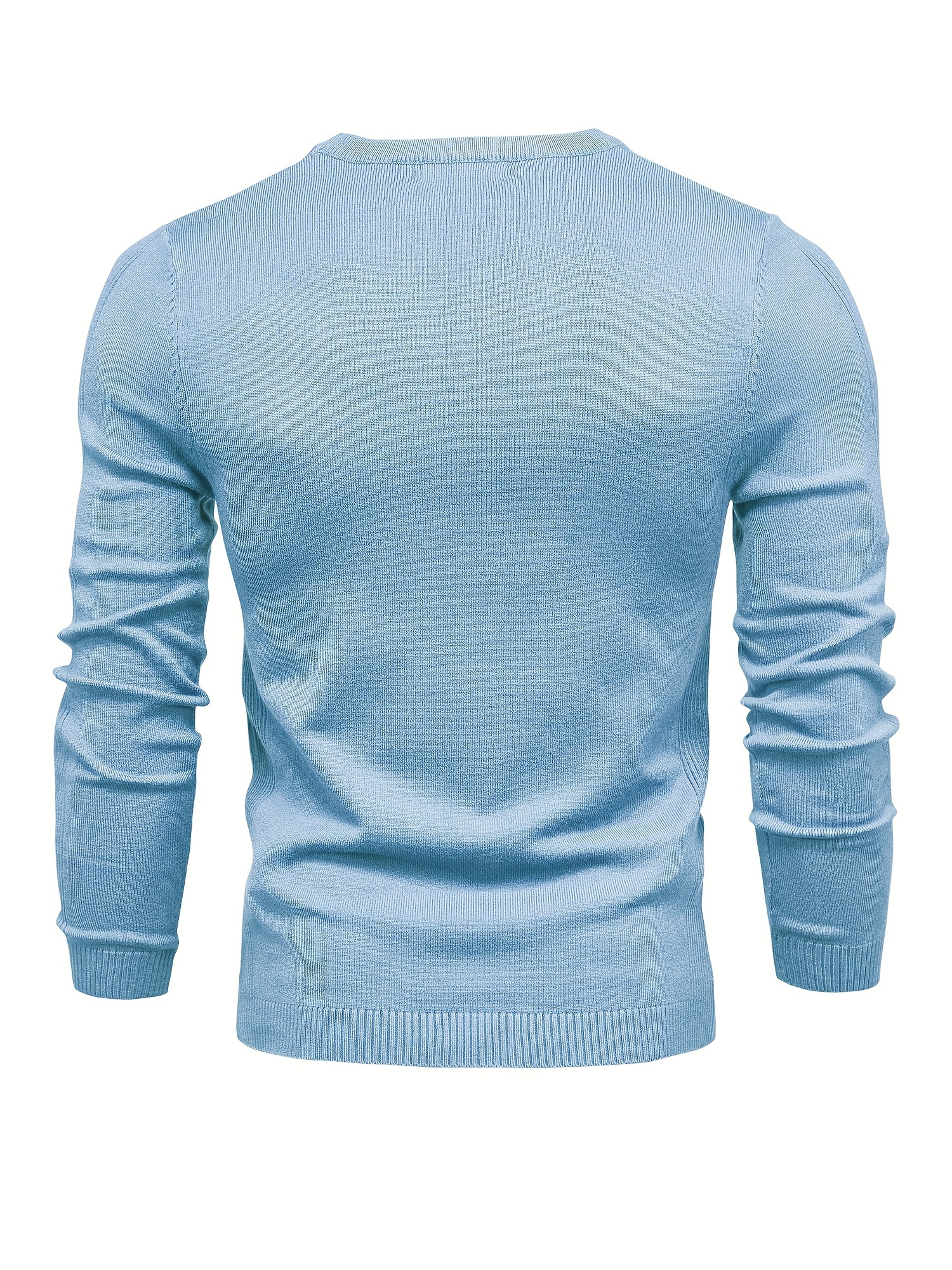 mens solid color crew neck slim fit knit sweater details 12