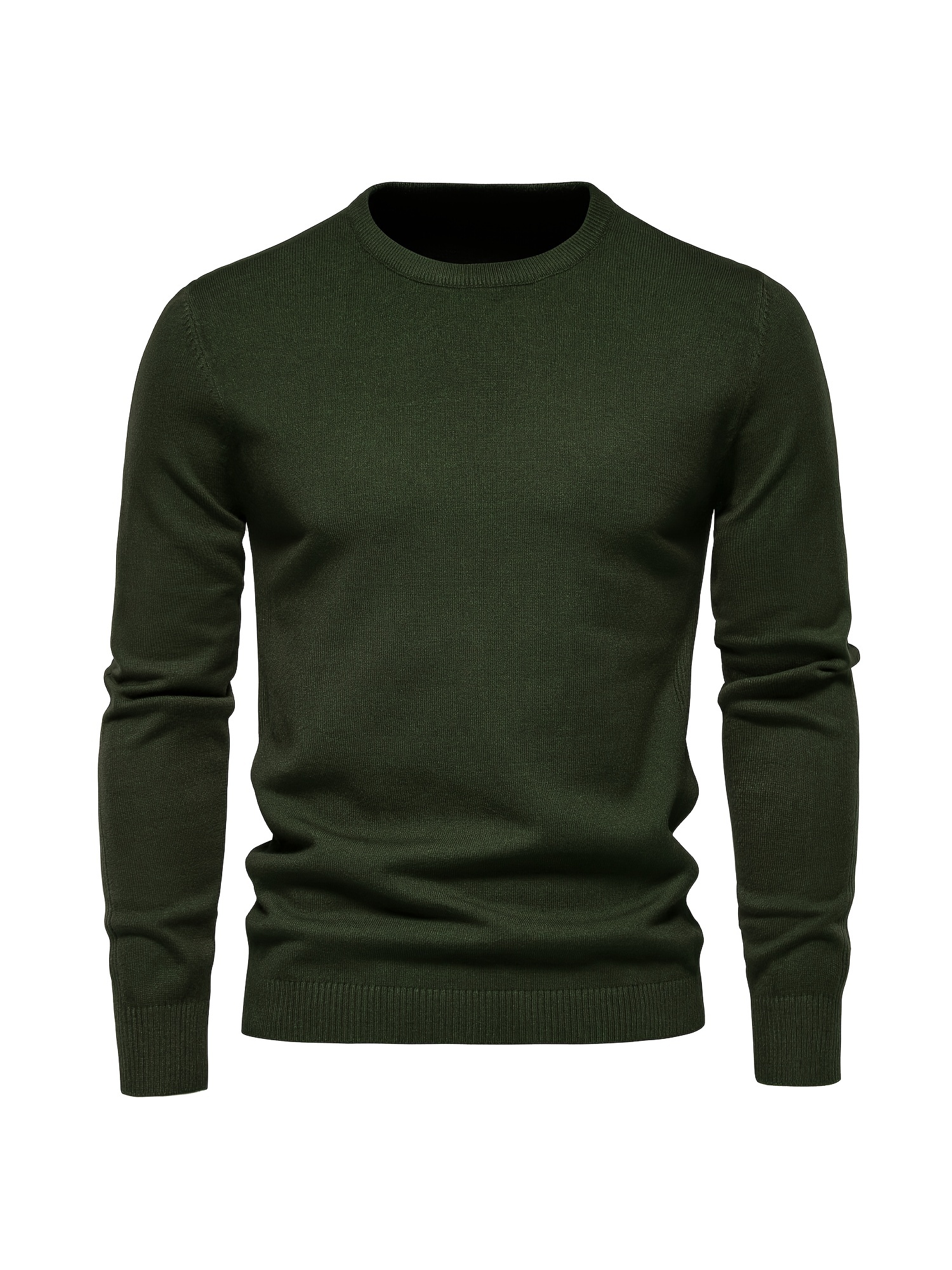 mens solid color crew neck slim fit knit sweater details 16