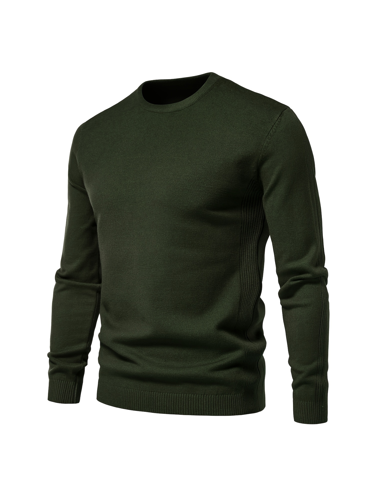 mens solid color crew neck slim fit knit sweater details 18