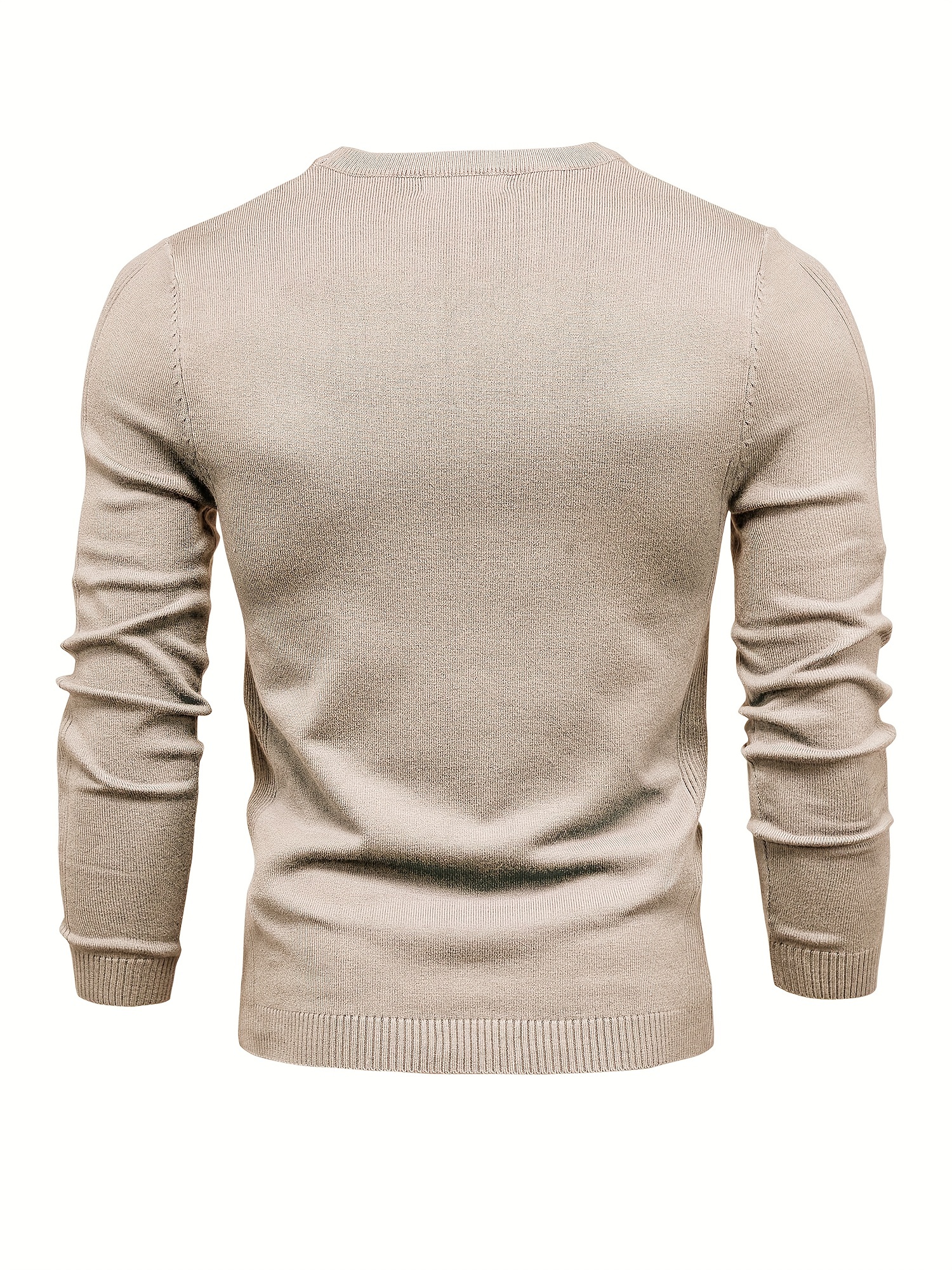 mens solid color crew neck slim fit knit sweater details 33