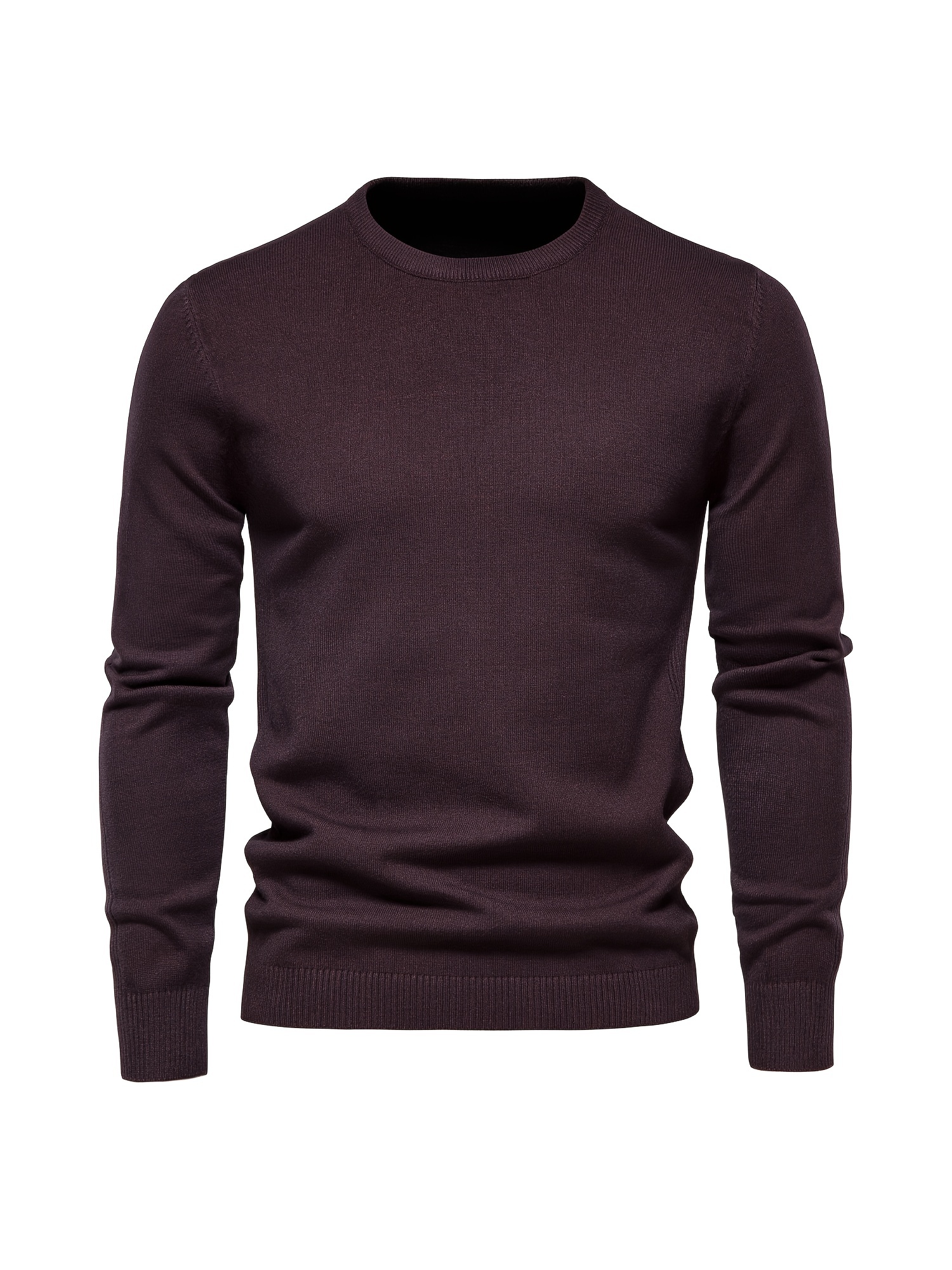 mens solid color crew neck slim fit knit sweater details 37