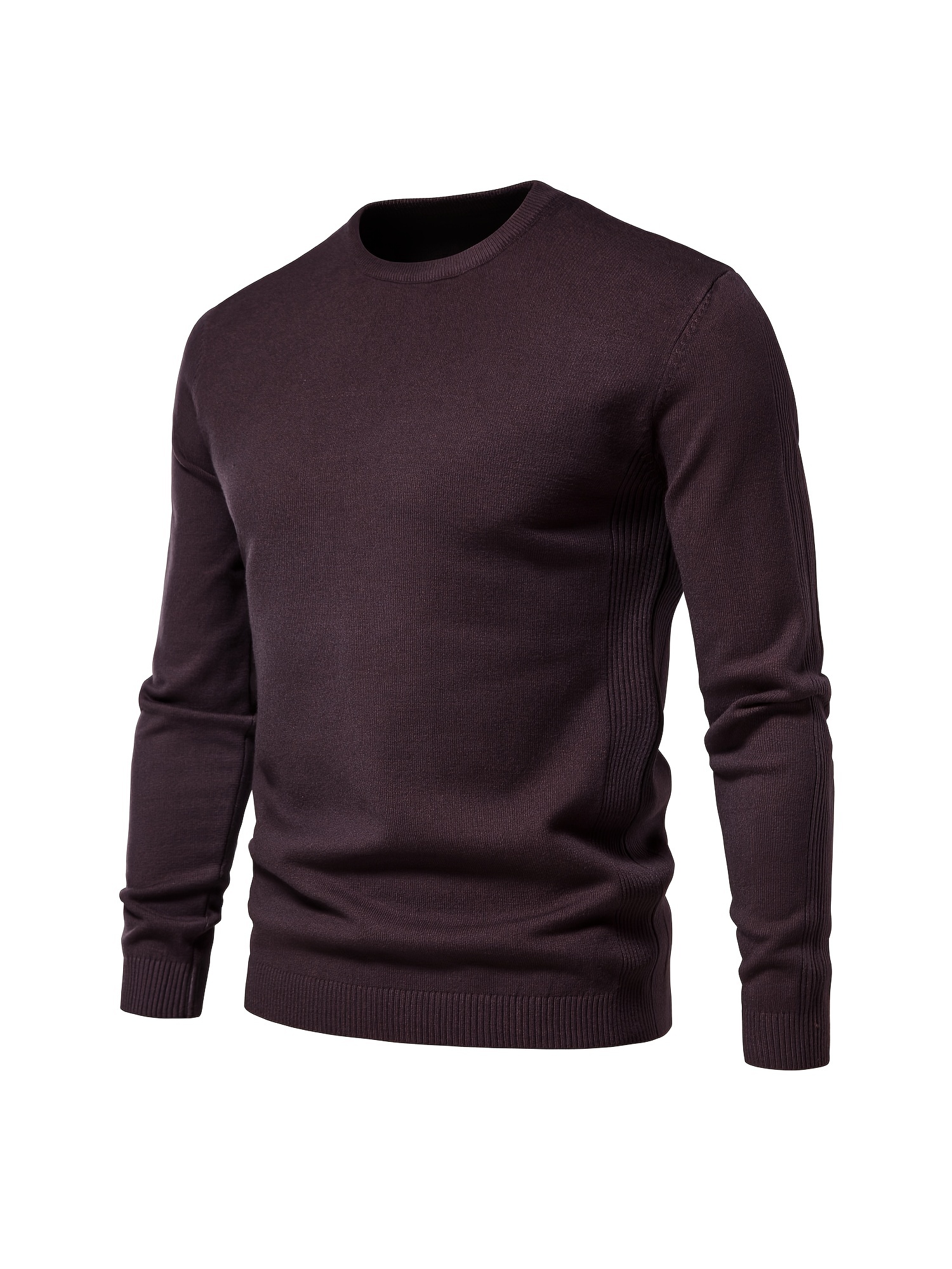 mens solid color crew neck slim fit knit sweater details 39