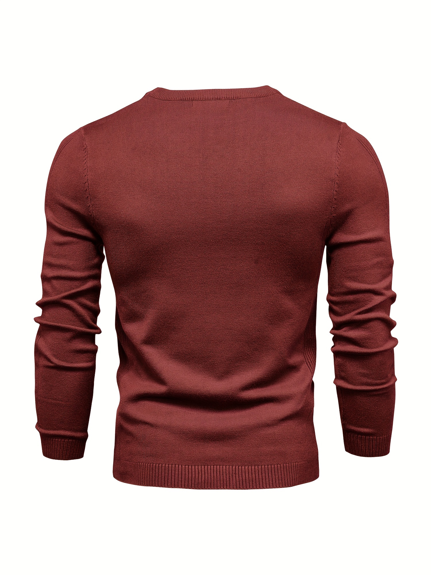 mens solid color crew neck slim fit knit sweater details 43