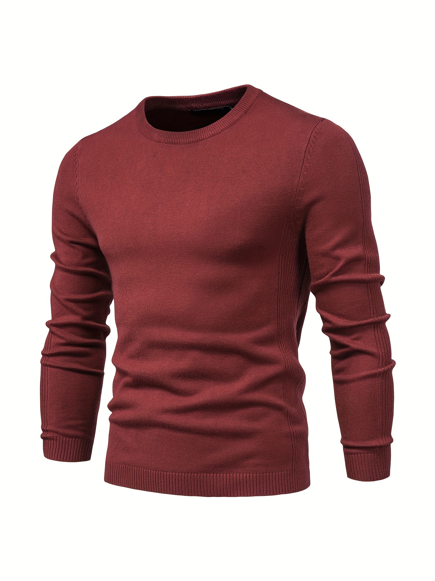 mens solid color crew neck slim fit knit sweater details 44