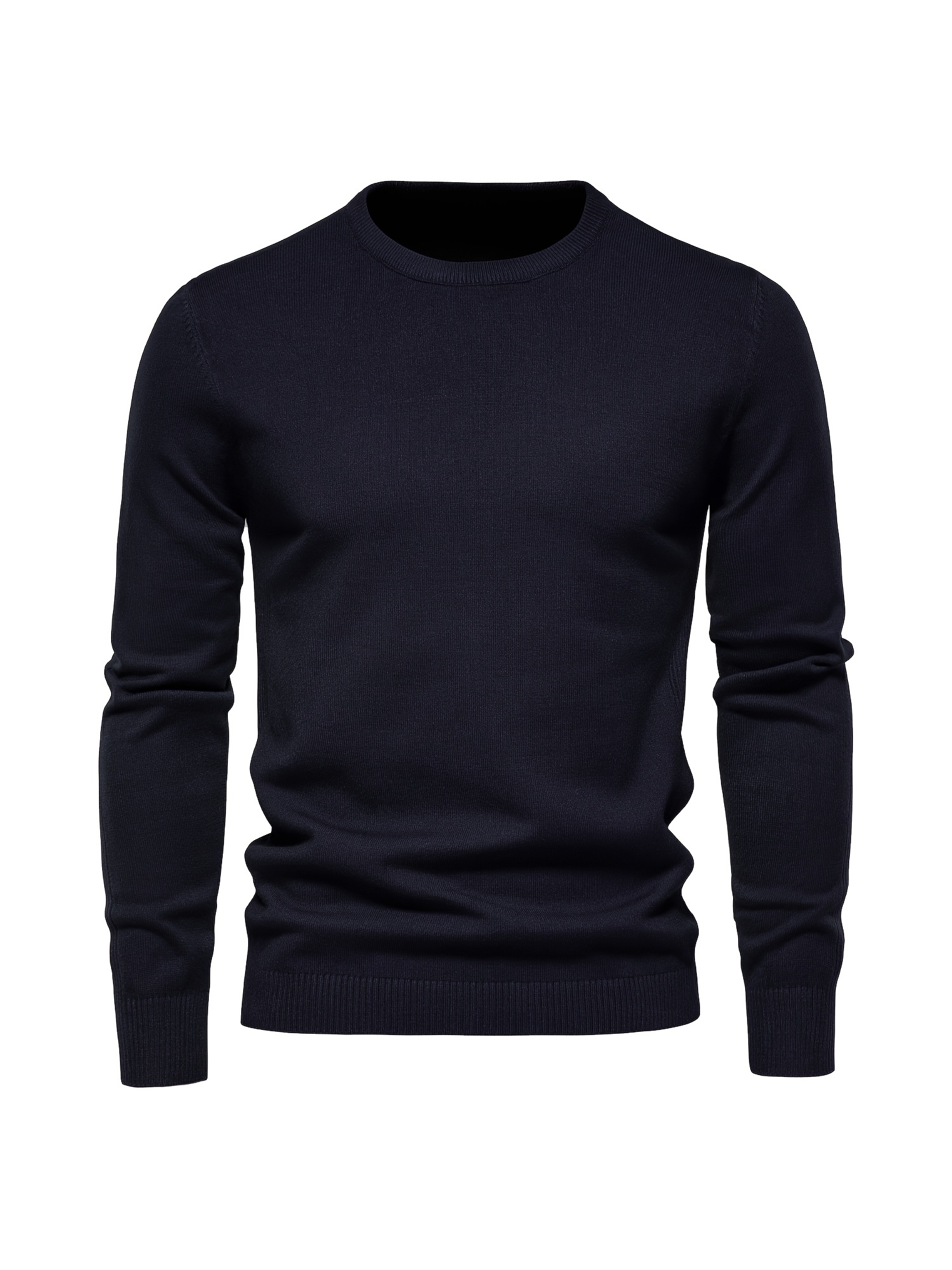 mens solid color crew neck slim fit knit sweater details 47