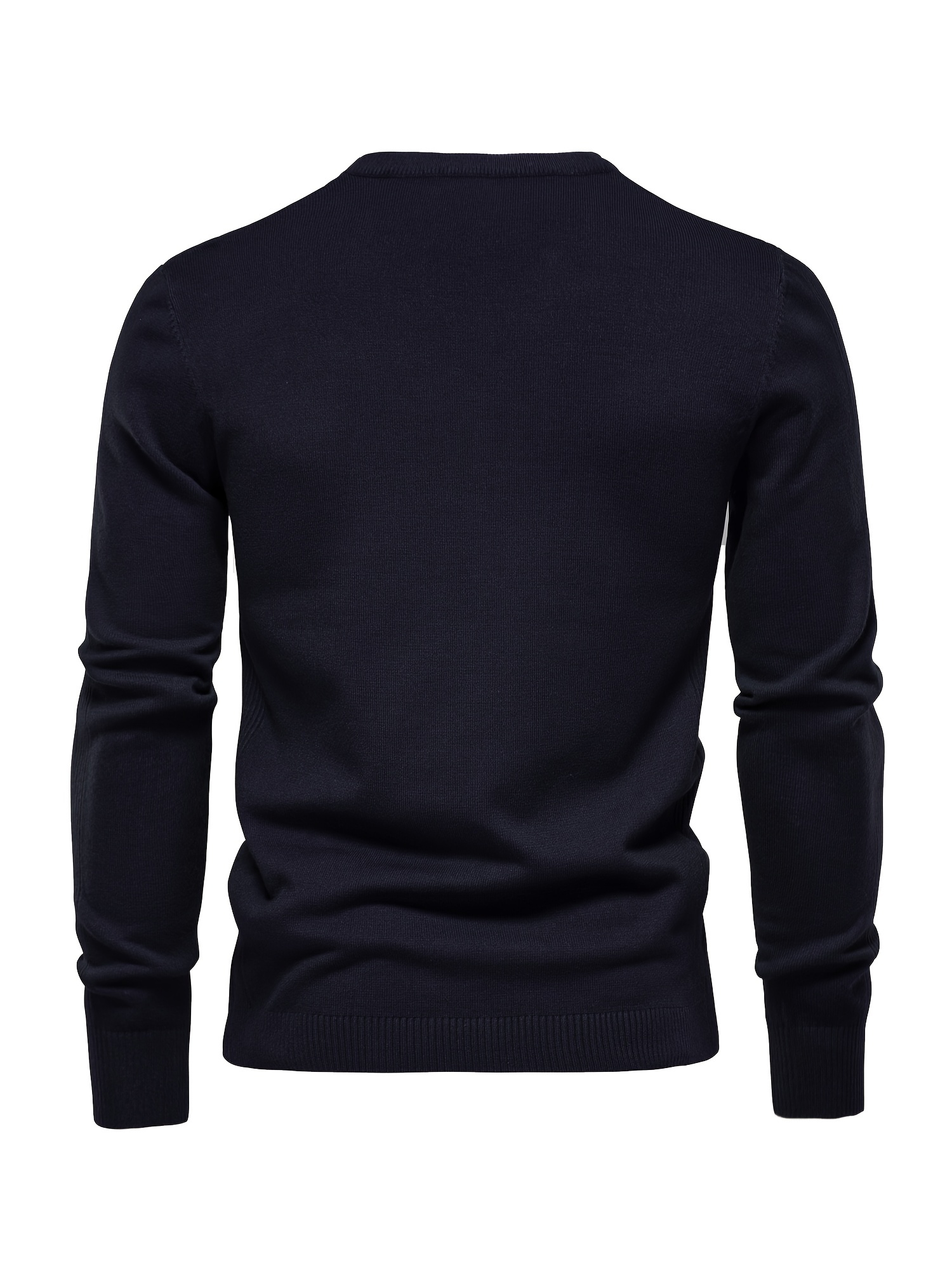 mens solid color crew neck slim fit knit sweater details 48