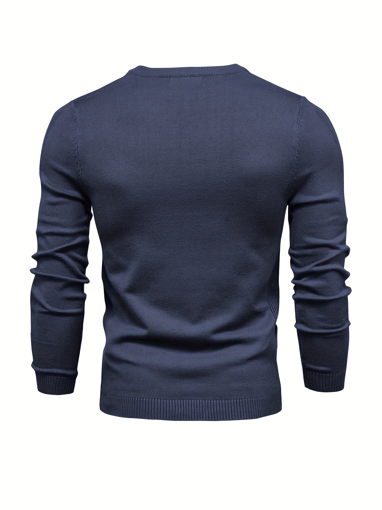 mens solid color crew neck slim fit knit sweater details 63