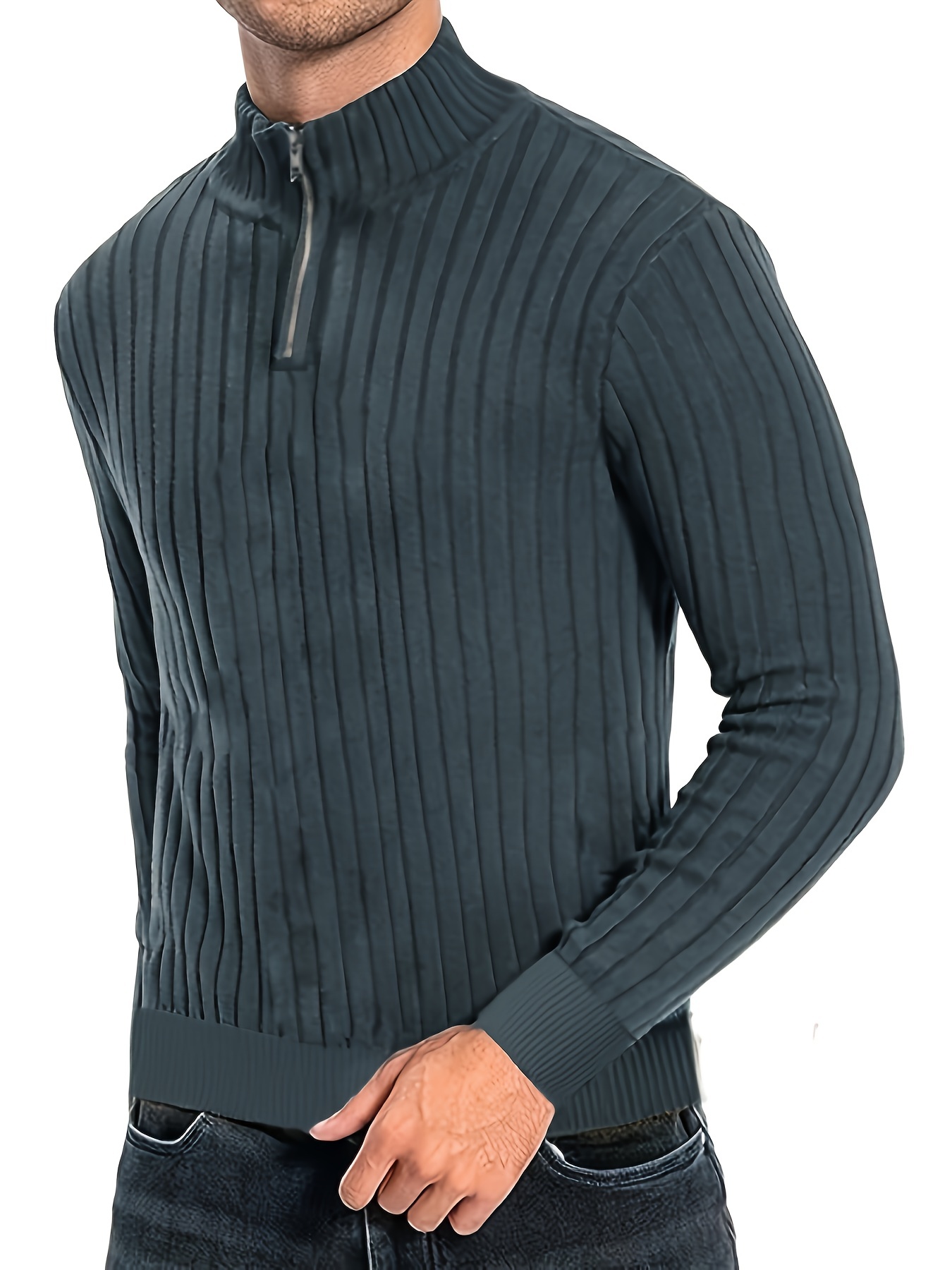 mens stand collar solid knit sweater mens casual lapel slightly stretch v neck pullover sweater for men winter fall details 25